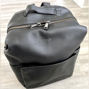 Mina Baie Vegan Leather Stevie Backpack Diaper Bag Black/Gunmetal